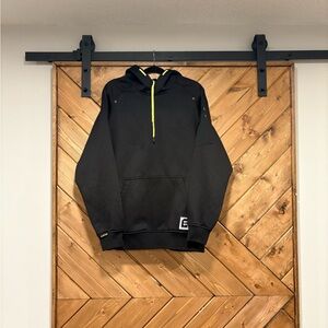 11 Workwear Black Hoodie with Neon Accents Large